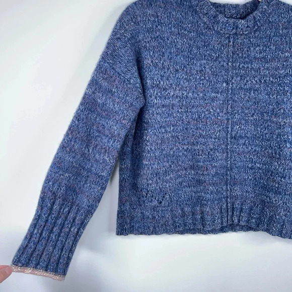 Zadig & Voltaire Andrea Cashmere Sweater Blue Heather Knit Crew Neck Boxy XS - Picture 3 of 11